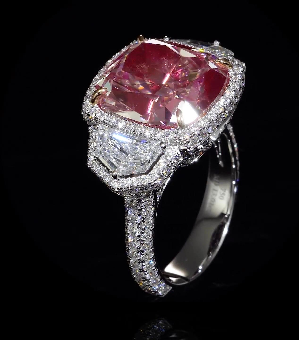 Emilio Jewelry GIA Certified 16.00 Carat Pinkish Diamond Ring For Sale 2