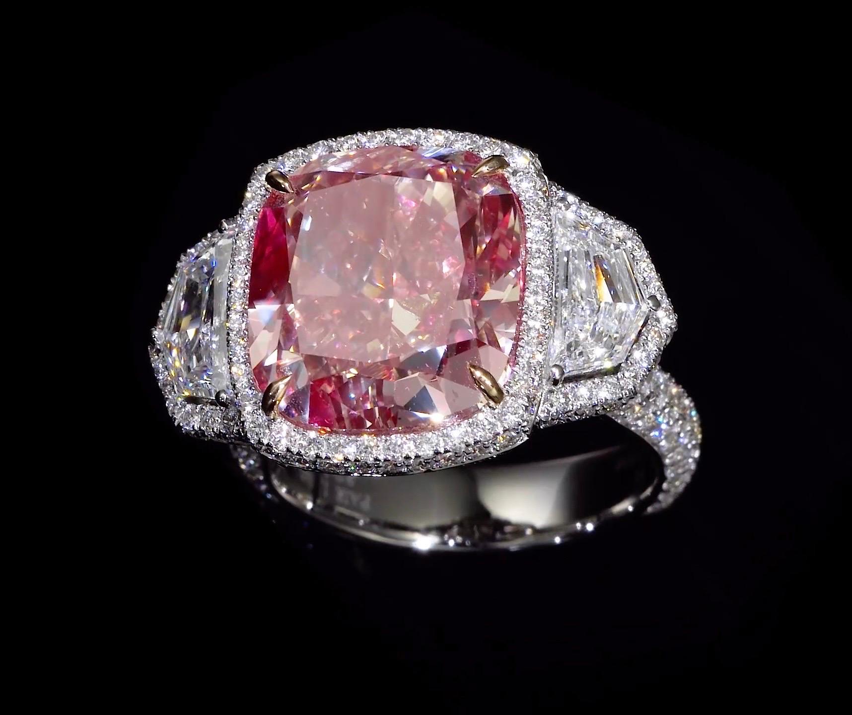 Emilio Jewelry GIA Certified 16.00 Carat Pinkish Diamond Ring For Sale 3