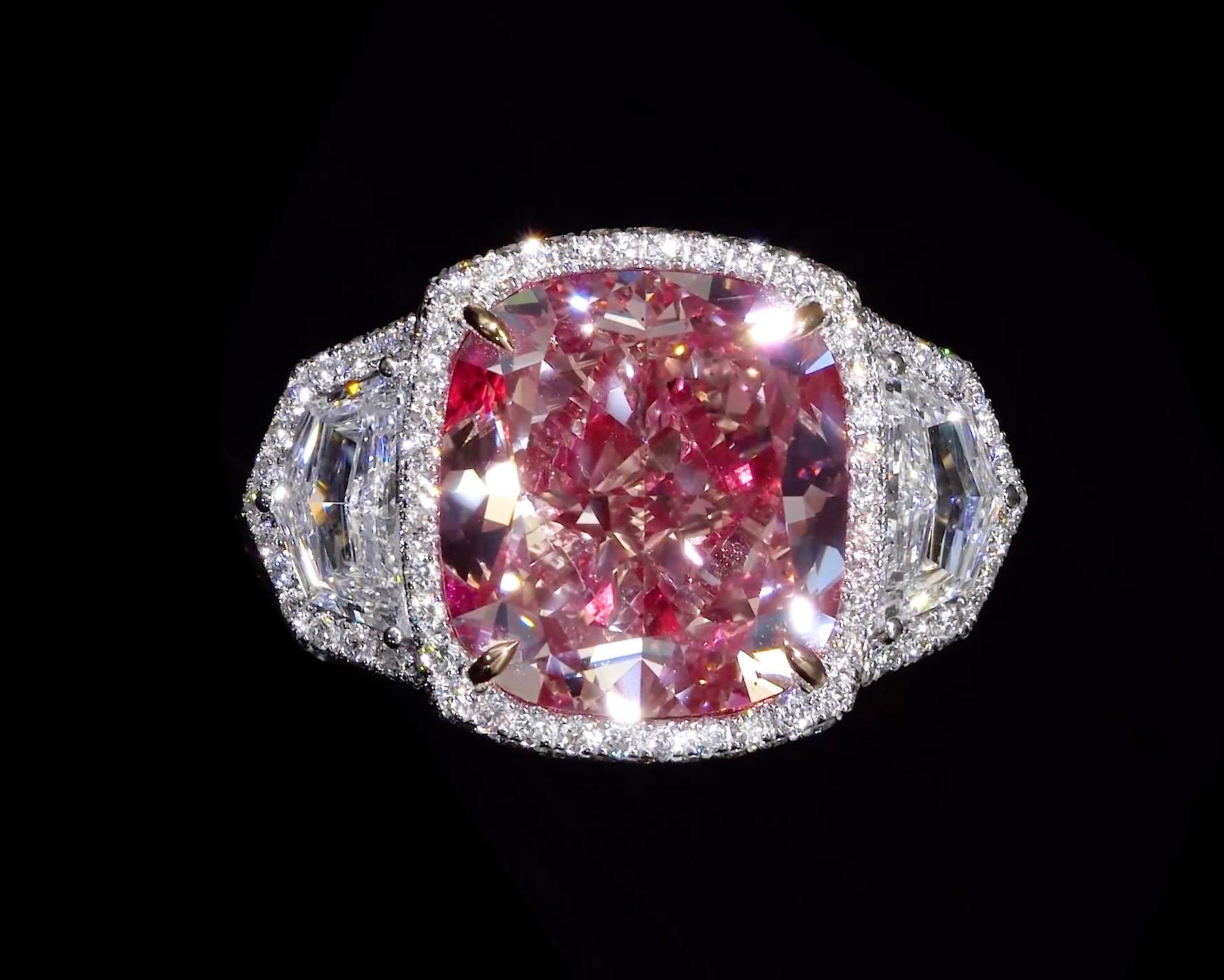Emilio Jewelry GIA Certified 16.00 Carat Pinkish Diamond Ring For Sale 4