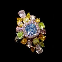 Emilio Jewelry GIA Certified 1.70 Carat Faint Blue Diamond Ring
