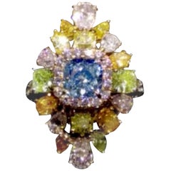 Emilio Jewelry GIA Certified 1.70 Carat Faint Blue Diamond Ring