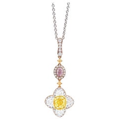 Emilio Gioielli GIA Certified 1,75 Carat Fancy Intense Yellow Diamond Necklace