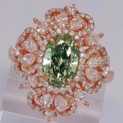 Emilio Jewelry GIA Certified 1.75 Carat Fancy Yellowish Green