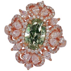 Emilio Jewelry, vert jauneâtre fantaisie certifié GIA de 1,75 carat