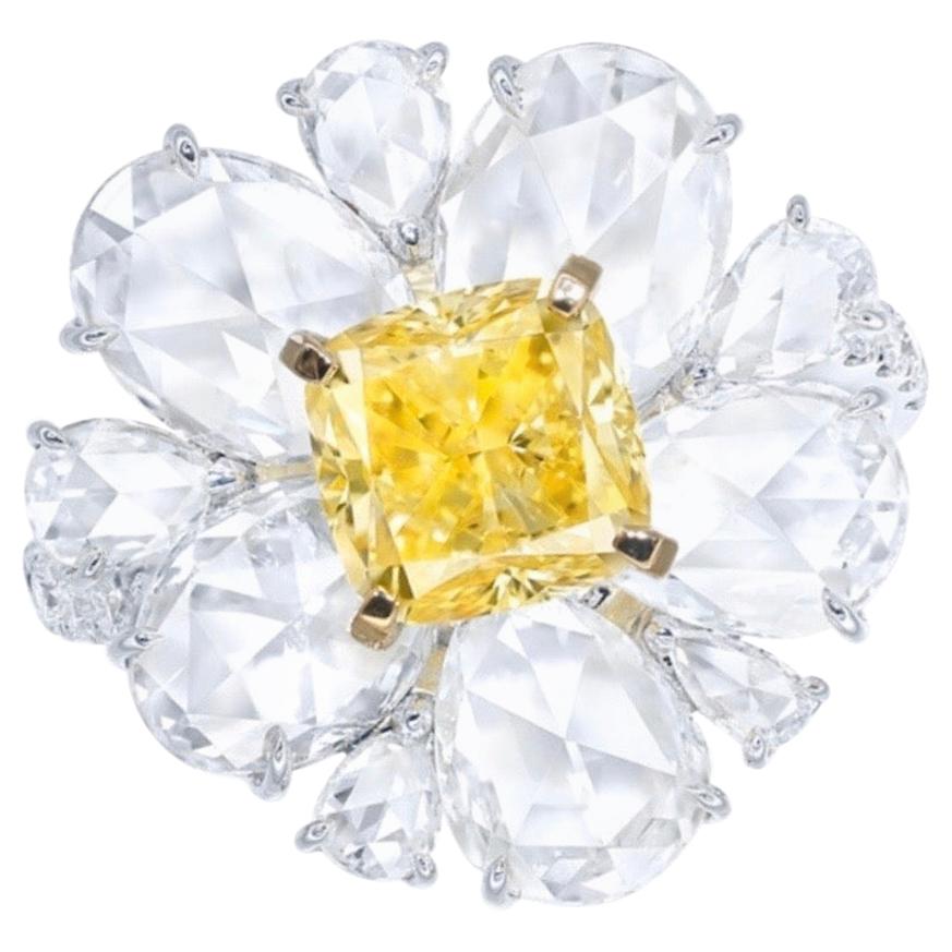 Emilio Jewelry GIA Certified 1.85 Carat Fancy Vivid Yellow Diamond Ring For Sale