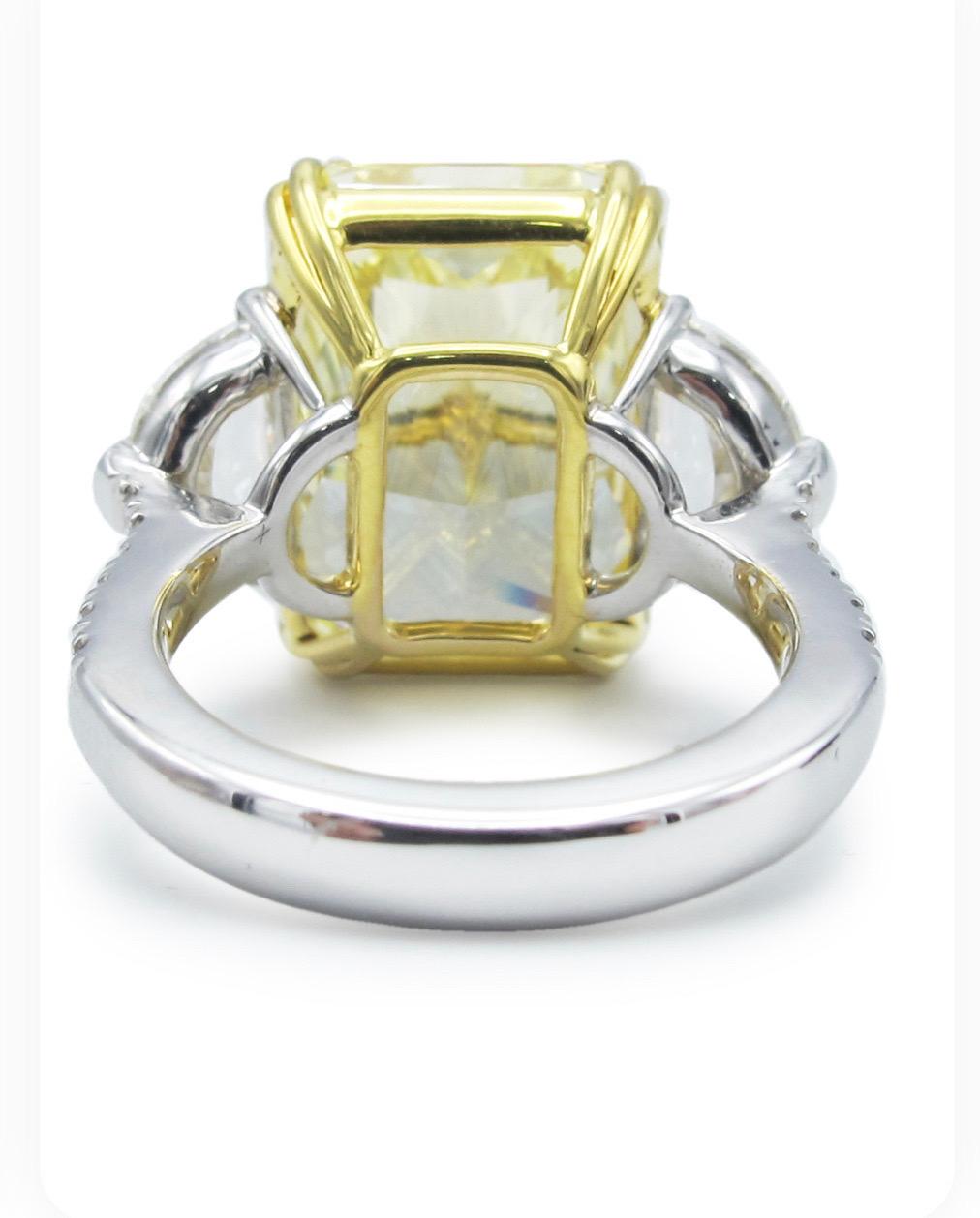 Emilio Jewelry Gia zertifizierter gelber Fancy-Diamantring mit 12,00 Karat  (Radiantschliff) im Angebot