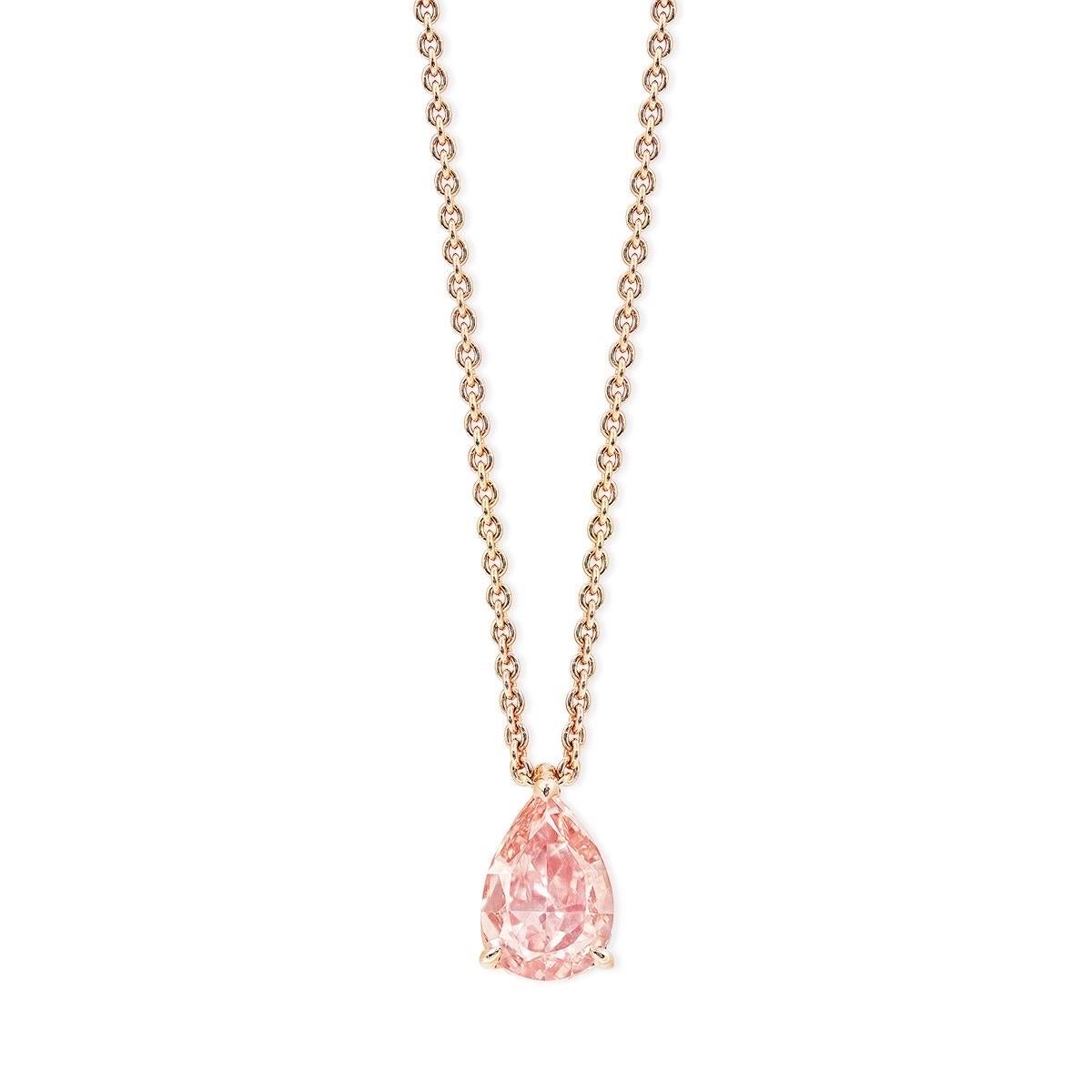 Pear Cut Emilio Jewelry GIA Certified 2.00 Carat Fancy Brown Pink Diamond Pendant For Sale