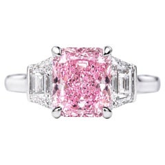 Emilio Jewelry Gia Certified 2.00 Carat Fancy Intense Pink Diamond Ring