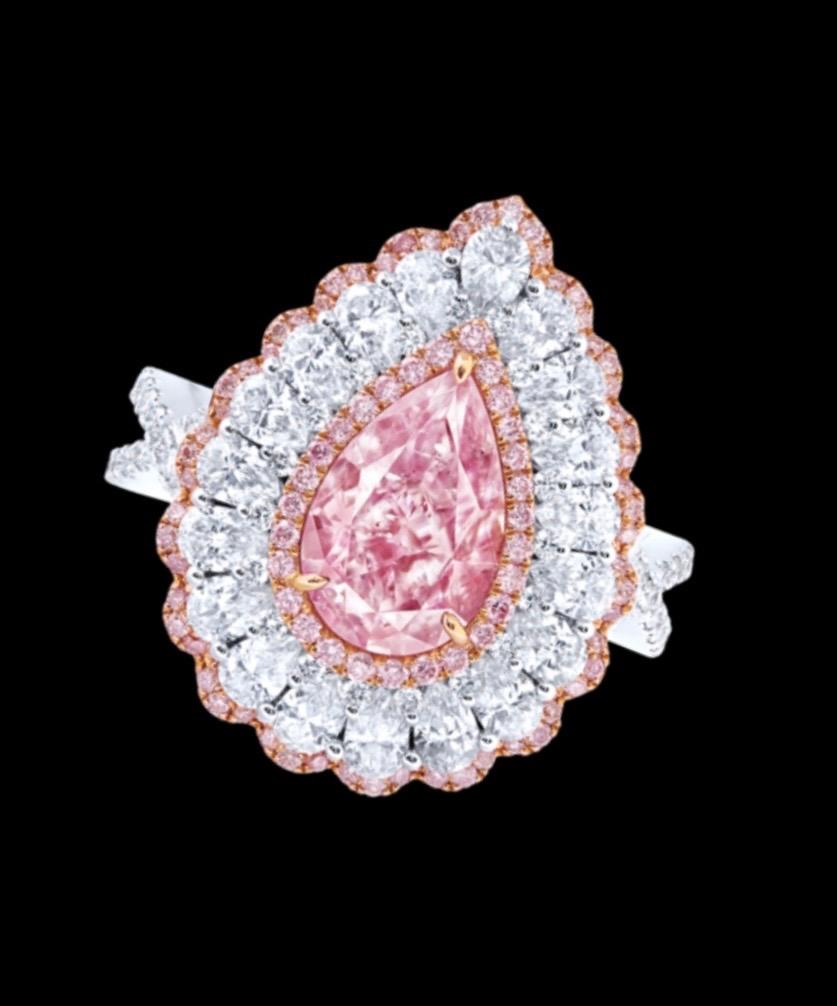 Pear Cut Emilio Jewelry GIA Certified 2.00 Carat Fancy Light Pink Diamond Ring