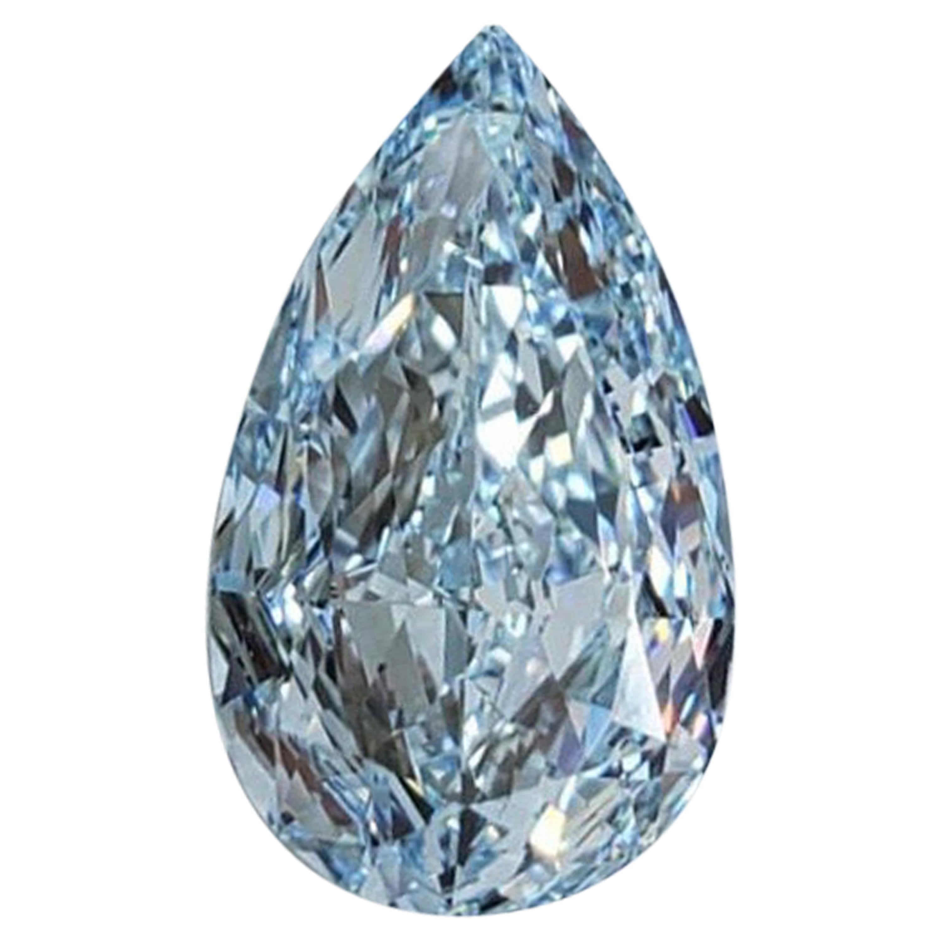 Emilio Jewelry GIA Certified 2.00 Carat Fancy Pure Blue Pear Shape Diamond For Sale