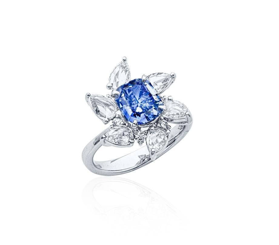 Radiant Cut Emilio Jewelry Gia Certified 2.00 Carat Vivid Blue Diamond Ring For Sale