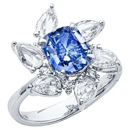 Emilio Jewelry Gia Certified 2.00 Carat Vivid Blue Diamond Ring For Sale