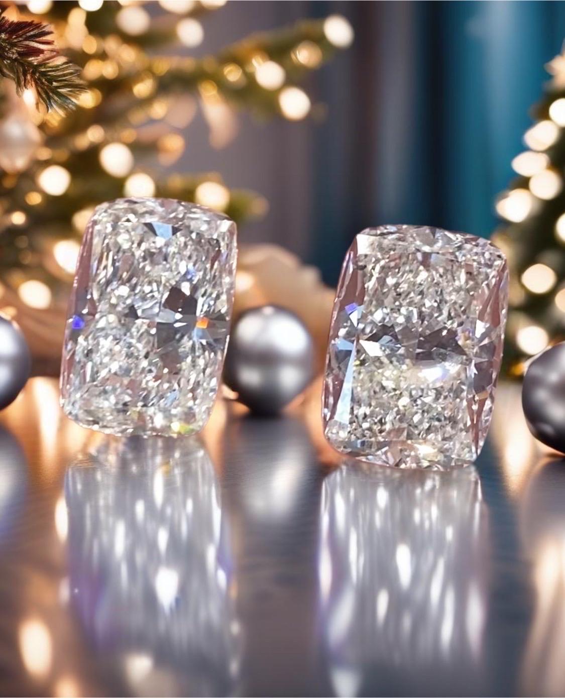 Women's or Men's Emilio Jewelry Gia Certified 20.00 Carat Diamond Stud Earrings For Sale