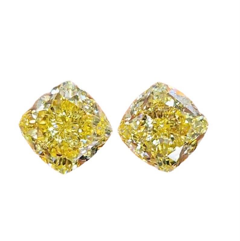 Emilio Jewelry Gia Certified 20.00 Carat Fancy Intense Diamond Earring  For Sale 5