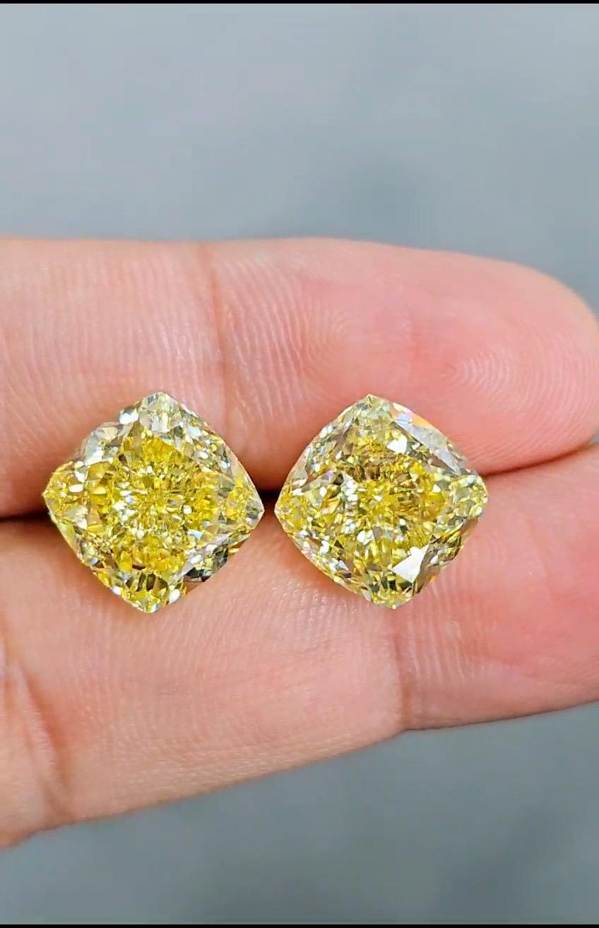 Emilio Jewelry Gia Certified 20.00 Carat Fancy Intense Diamond Earring  For Sale 1