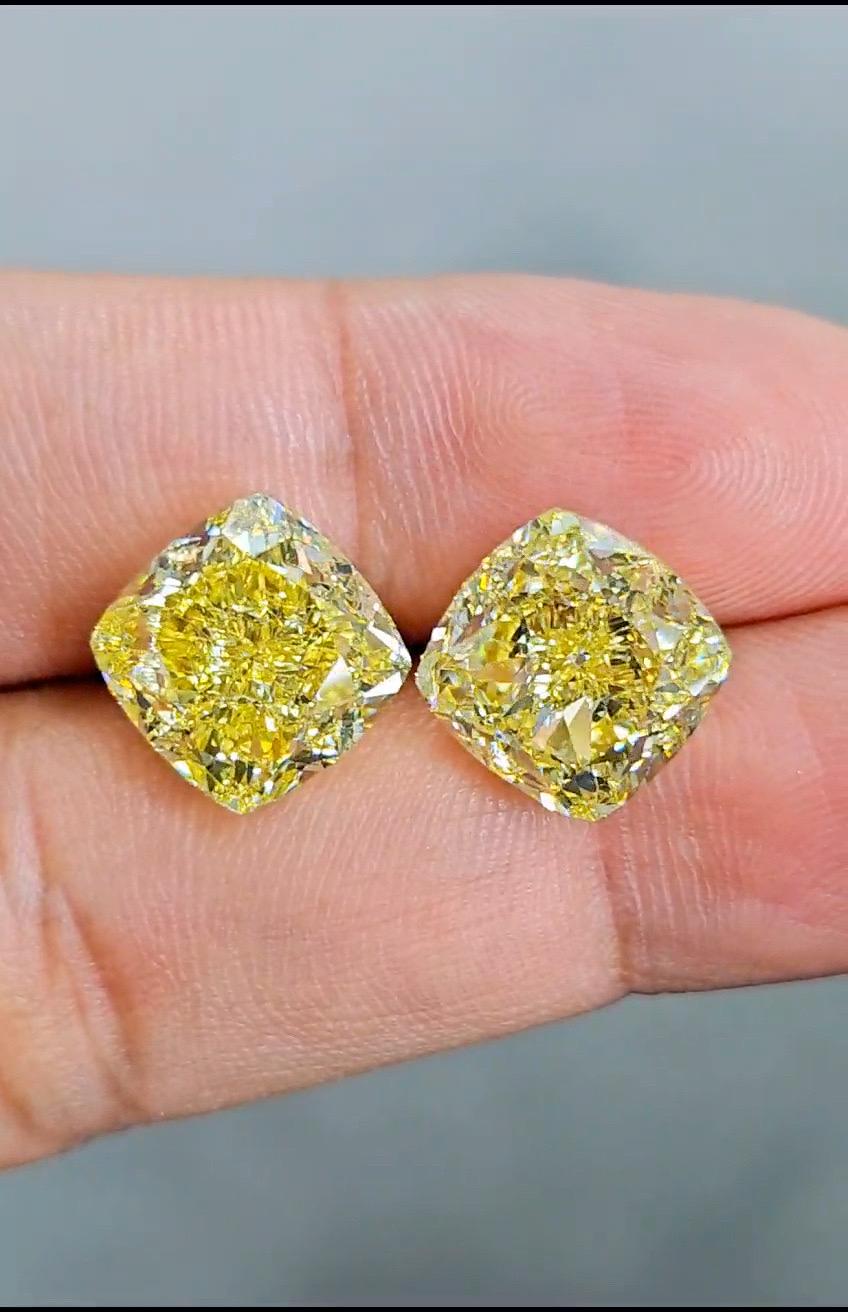 Emilio Jewelry Gia Certified 20.00 Carat Fancy Intense Diamond Earring  For Sale 2