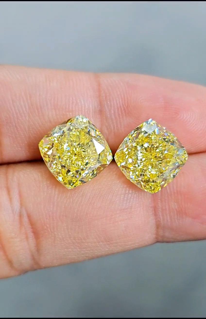 Emilio Jewelry Gia Certified 20.00 Carat Fancy Intense Diamond Earring  For Sale 3