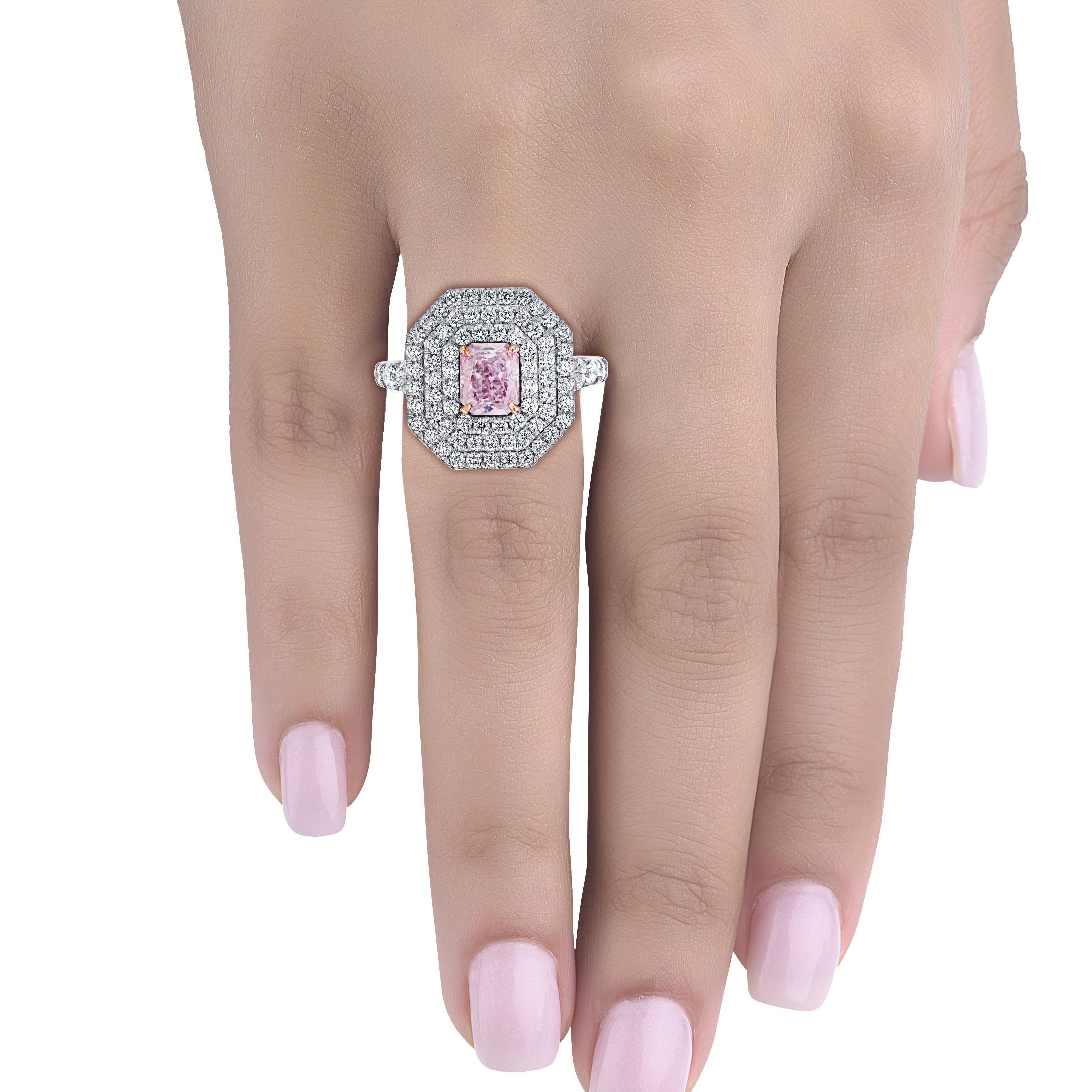 Women's Emilio Jewelry GIA Certified 2.10 Carat Fancy Natural Pink Diamond Ring