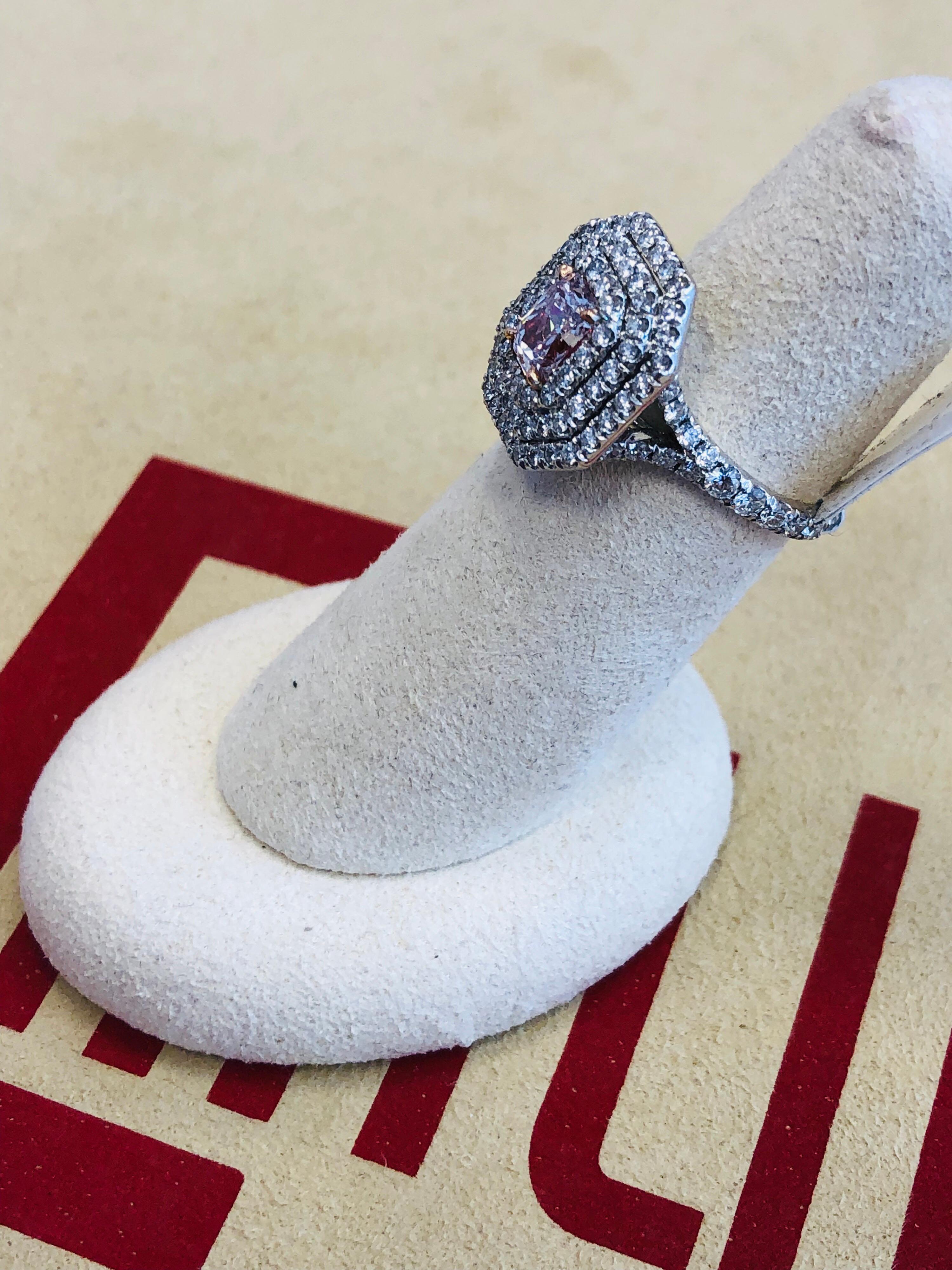 Emilio Jewelry GIA Certified 2.10 Carat Fancy Natural Pink Diamond Ring 2