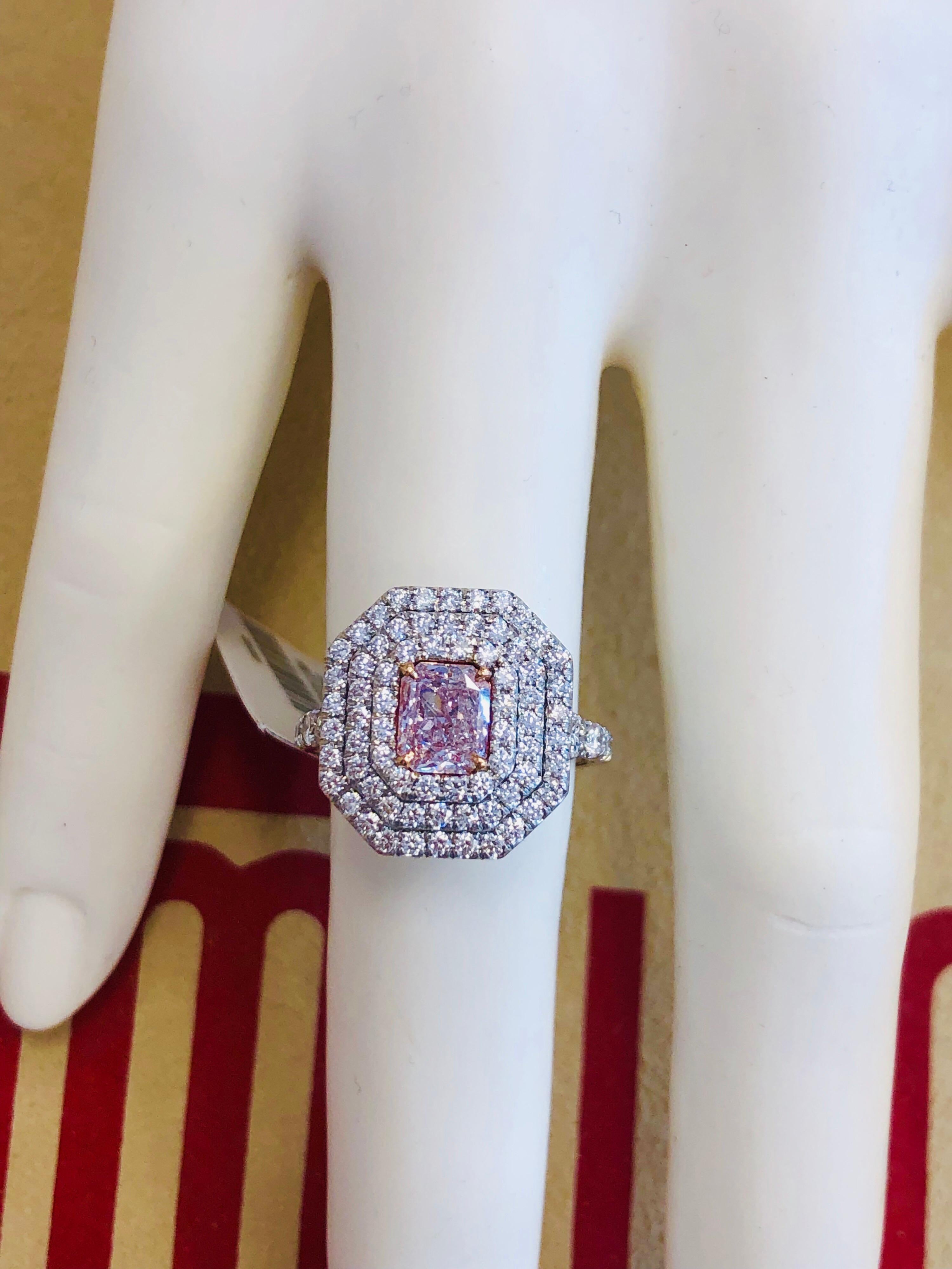 Emilio Jewelry GIA Certified 2.10 Carat Fancy Natural Pink Diamond Ring 3