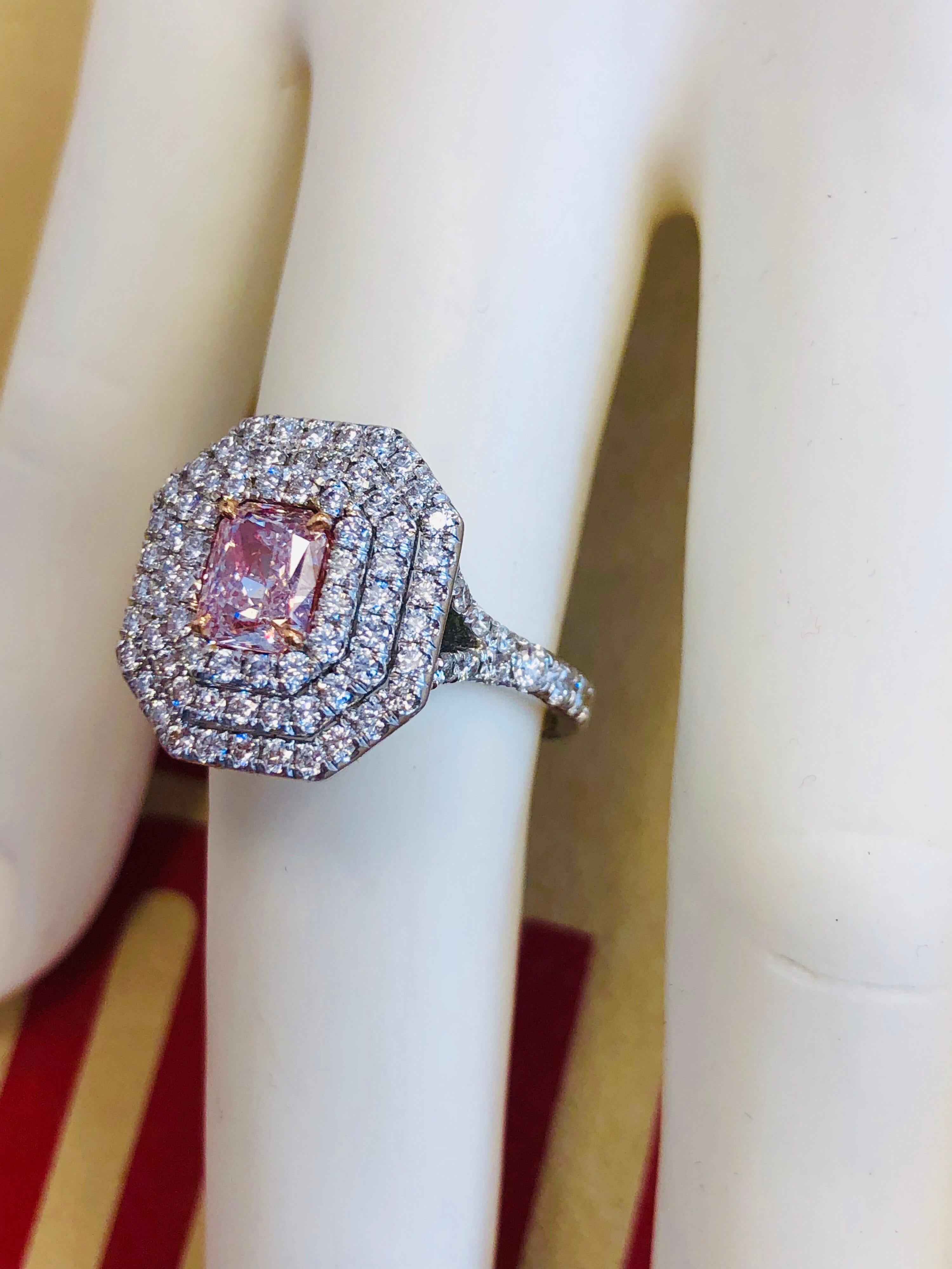 Emilio Jewelry GIA Certified 2.10 Carat Fancy Natural Pink Diamond Ring 4