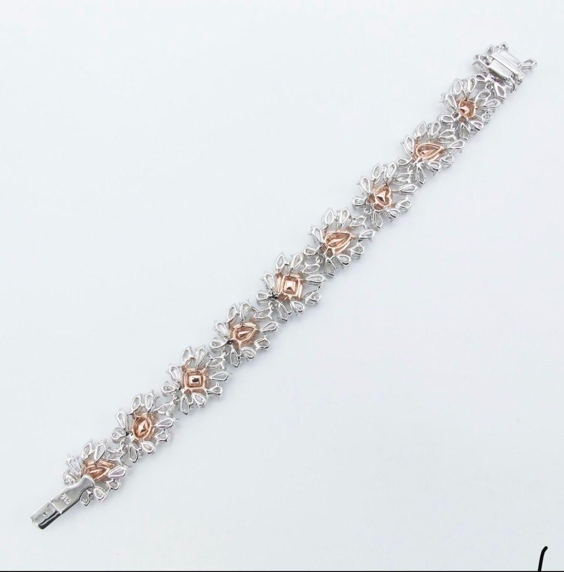 Heart Cut Emilio Jewelry GIA Certified 22.00 Carat Natural Pink Diamond Bracelet For Sale