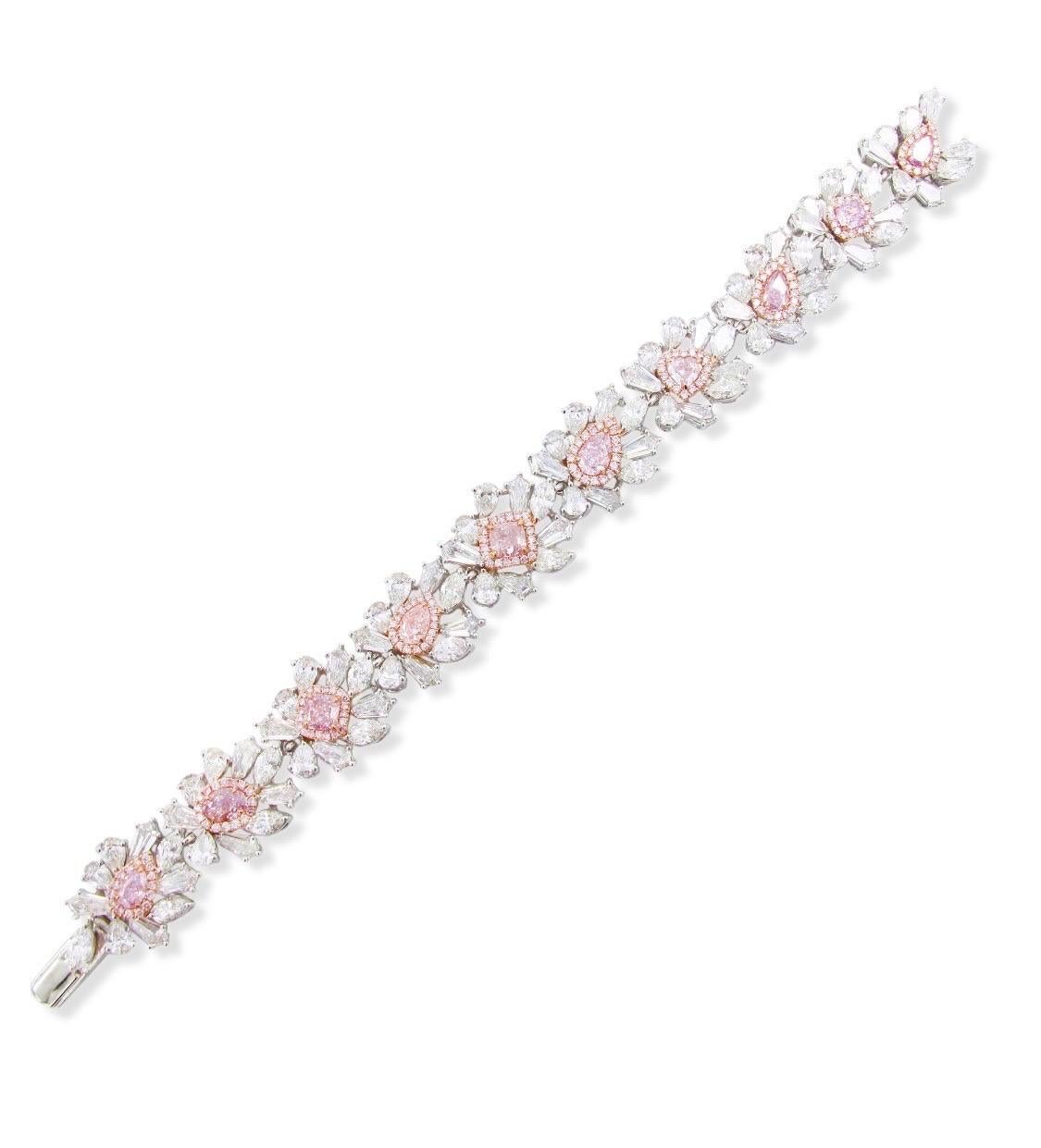 Emilio Jewelry GIA Certified 22.00 Carat Natural Pink Diamond Bracelet In New Condition For Sale In New York, NY