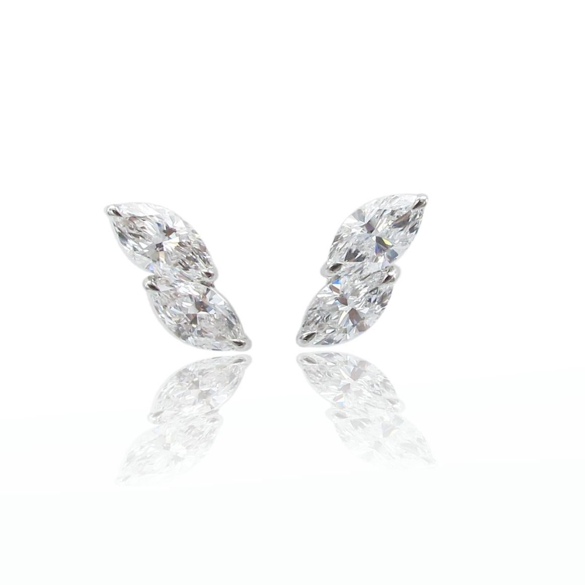 Marquise Cut Emilio Jewelry GIA Certified 2.23 Carat Marquise Diamond Stud Earrings  For Sale