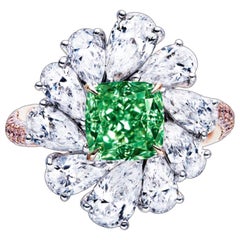 Emilio Jewelry GIA Certified 2.30 Carat Fancy Intense Green Diamond Ring