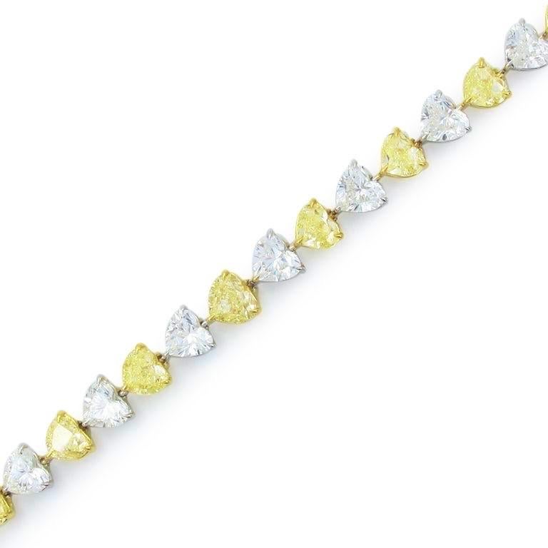 Emilio Jewelry GIA Certified 23.00 Carat Heart Fancy Yellow Diamond Bracelet In New Condition For Sale In New York, NY
