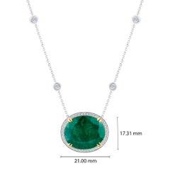 Emilio Jewelry GIA Certified 23.24 Carat Genuine Emerald Diamond Necklace