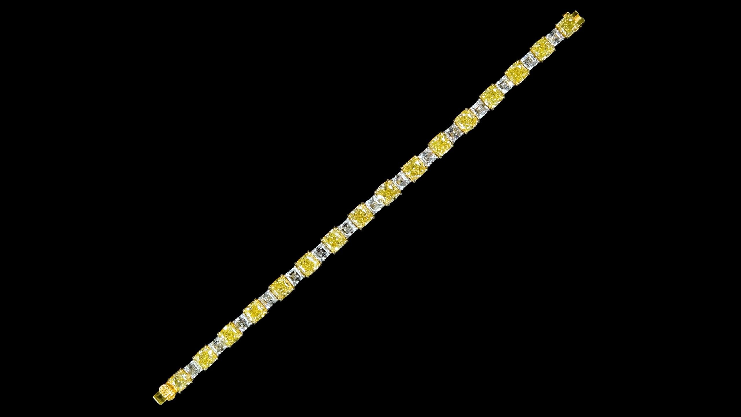 Emilio Jewelry Gia zertifiziertes 23,64 Karat gelbes-weißes Diamantarmband  für Damen oder Herren im Angebot