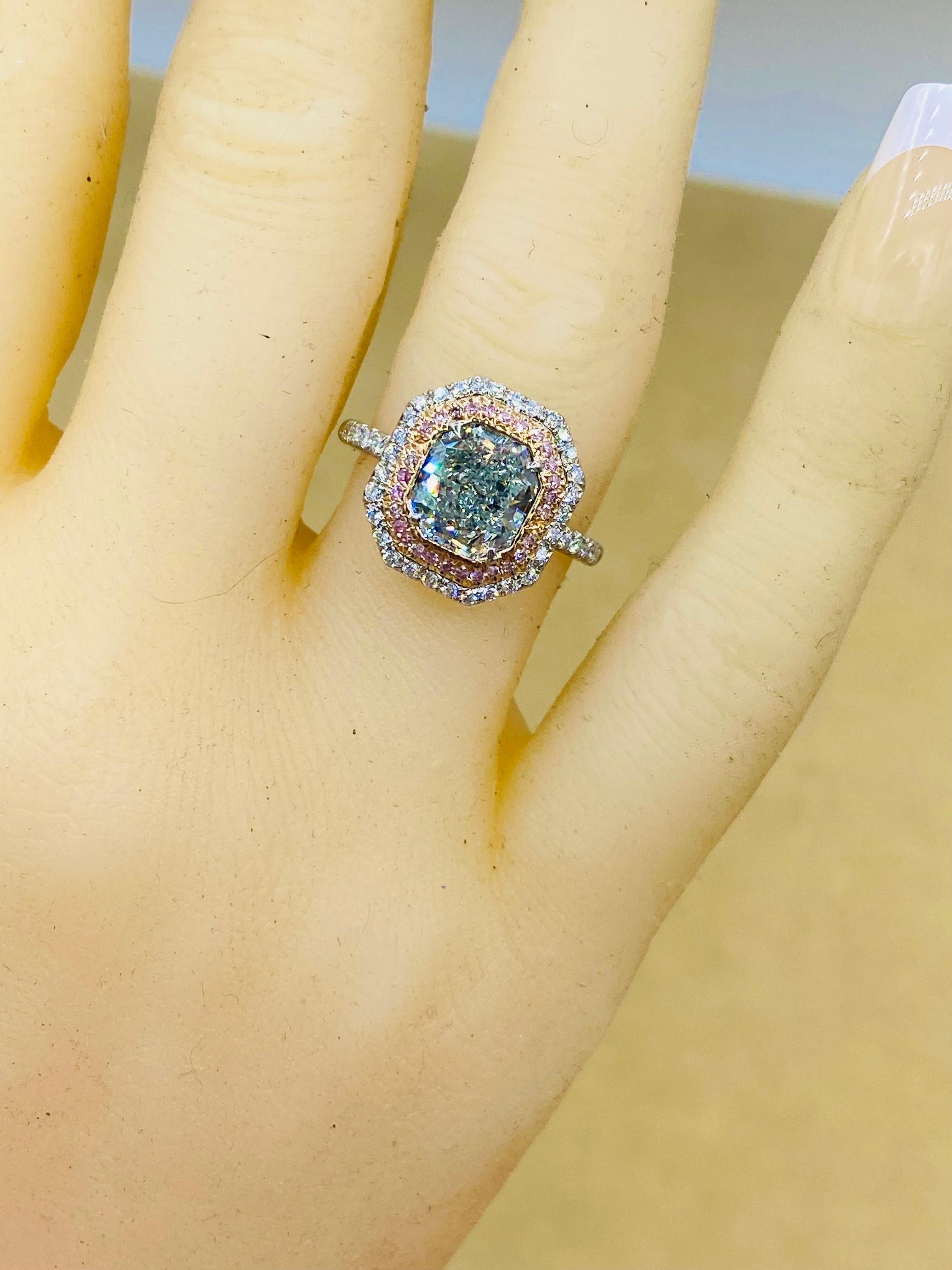 Women's or Men's Emilio Jewelry Gia Certified 2.44 Carat Natural Blue Diamond Ring 