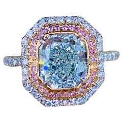 Emilio Jewelry Gia Certified 2.44 Carat Natural Blue Diamond Ring 