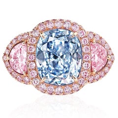 Emilio Jewelry GIA Certified 2.50 Carat Fancy Light Pure Blue Diamond Ring