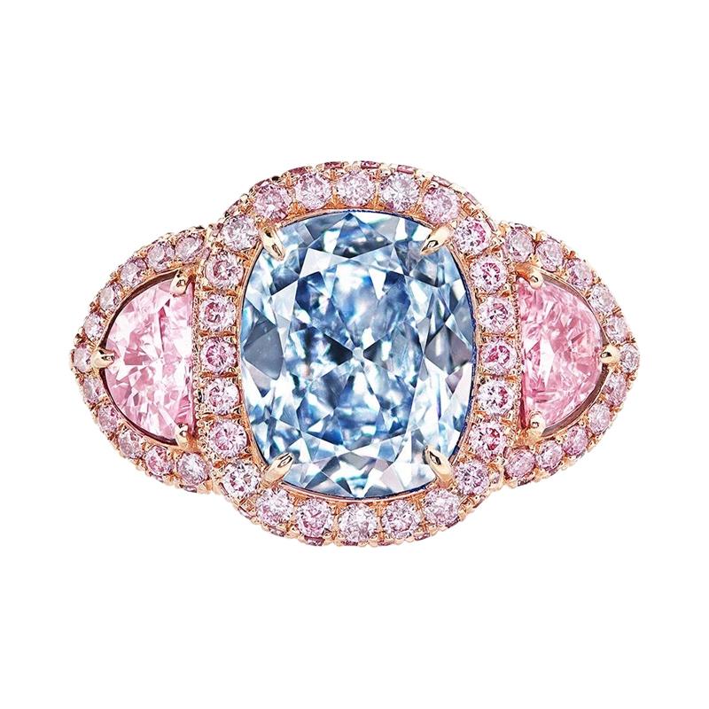 Emilio Jewelry GIA Certified 2.50 Carat Fancy Light Pure Blue Diamond Ring For Sale