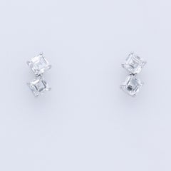 Emilio Jewelry GIA Certified 2.61 Carat Asscher Cut Layered Stud Earrings