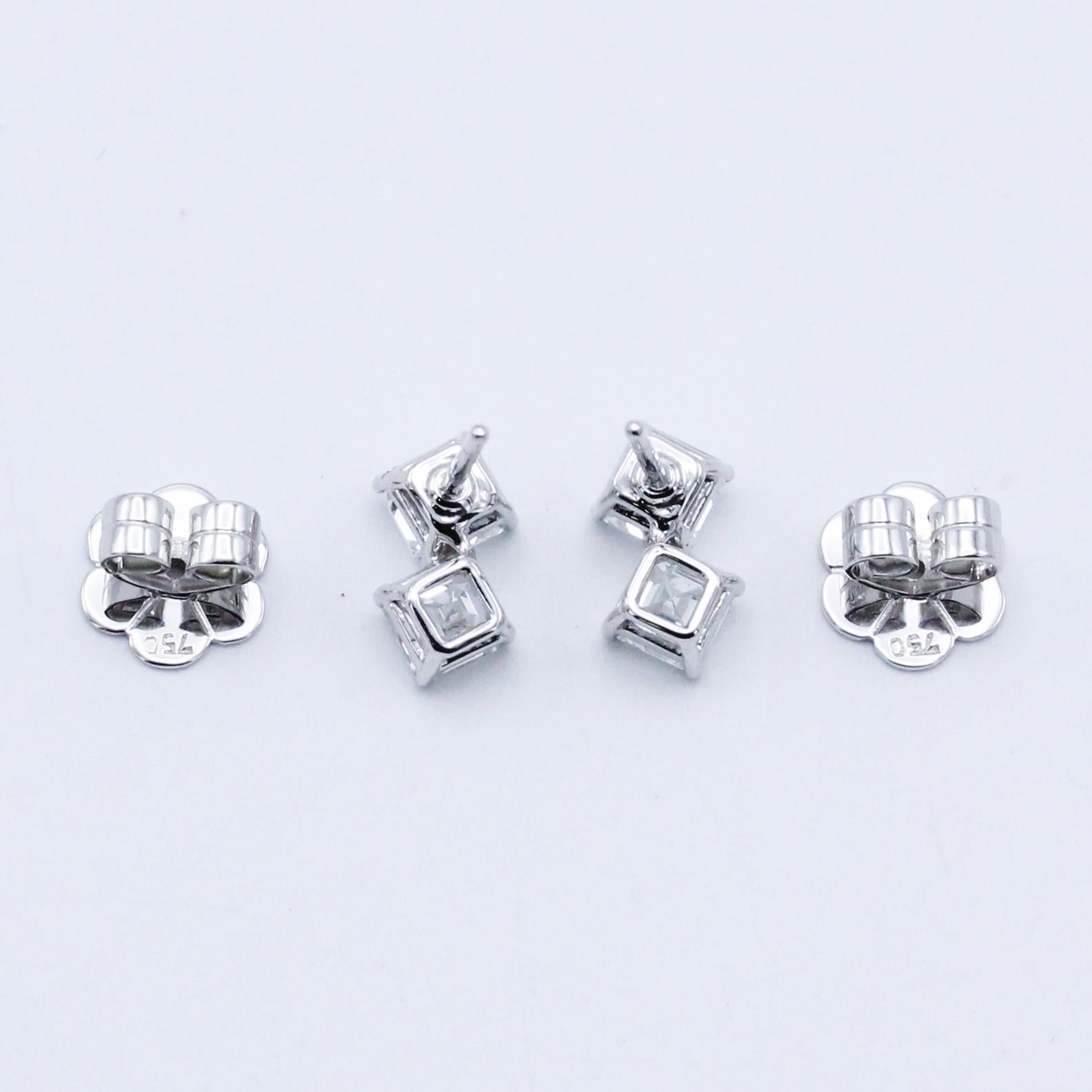 Contemporary Emilio Jewelry GIA Certified 2.61 Carat Asscher Cut Layered Stud Earrings For Sale