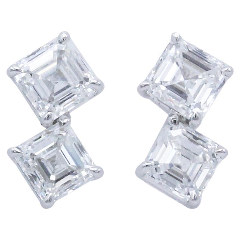 Emilio Jewelry, clous d'oreilles en couches de taille Asscher de 2,61 carats certifiés GIA