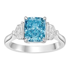 Emilio Jewelry Gia Certified 2.73 Carat Fancy Intense Blush Green Diamond Ring