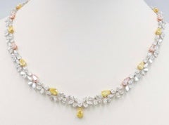 Emilio ! Collier en diamant certifié GIA 29,00 carats rose et jaune fantaisie
