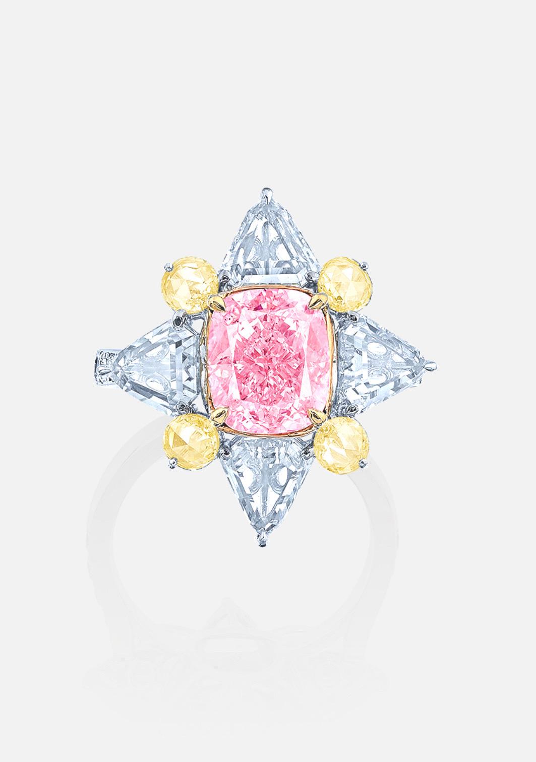 Emilio Schmuck GIA zertifiziert 3,00 Karat Baby Pink Diamond Ring  (Kissenschliff) im Angebot