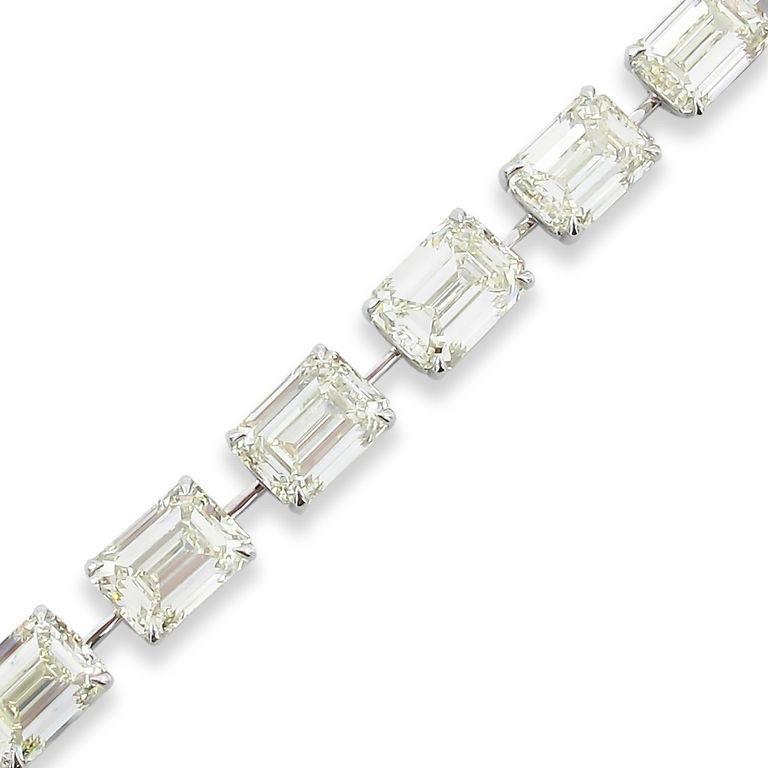 Women's or Men's Emilio Jewelry Gia Certified 3.00 Carat Each Emerald Cut Diamond Bracelet For Sale