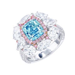 Emilio Jewelry GIA Certified 3.00 Carat Fancy Blue Diamond Ring