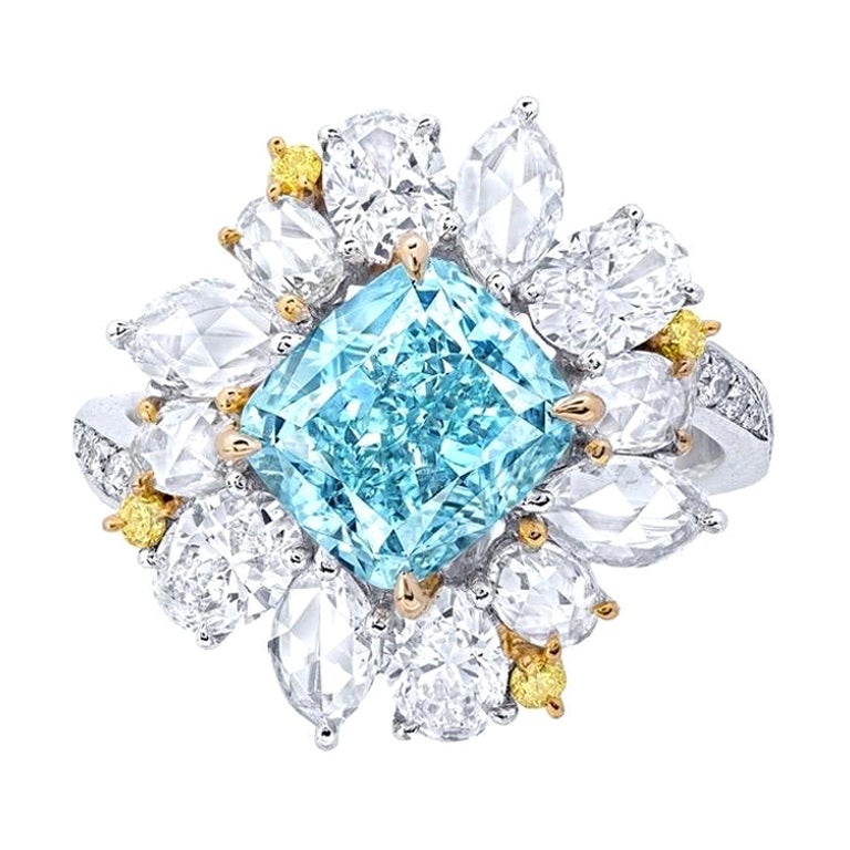 Emilio Jewelry Anello con diamante blu fantasia certificato GIA da 3,00 carati