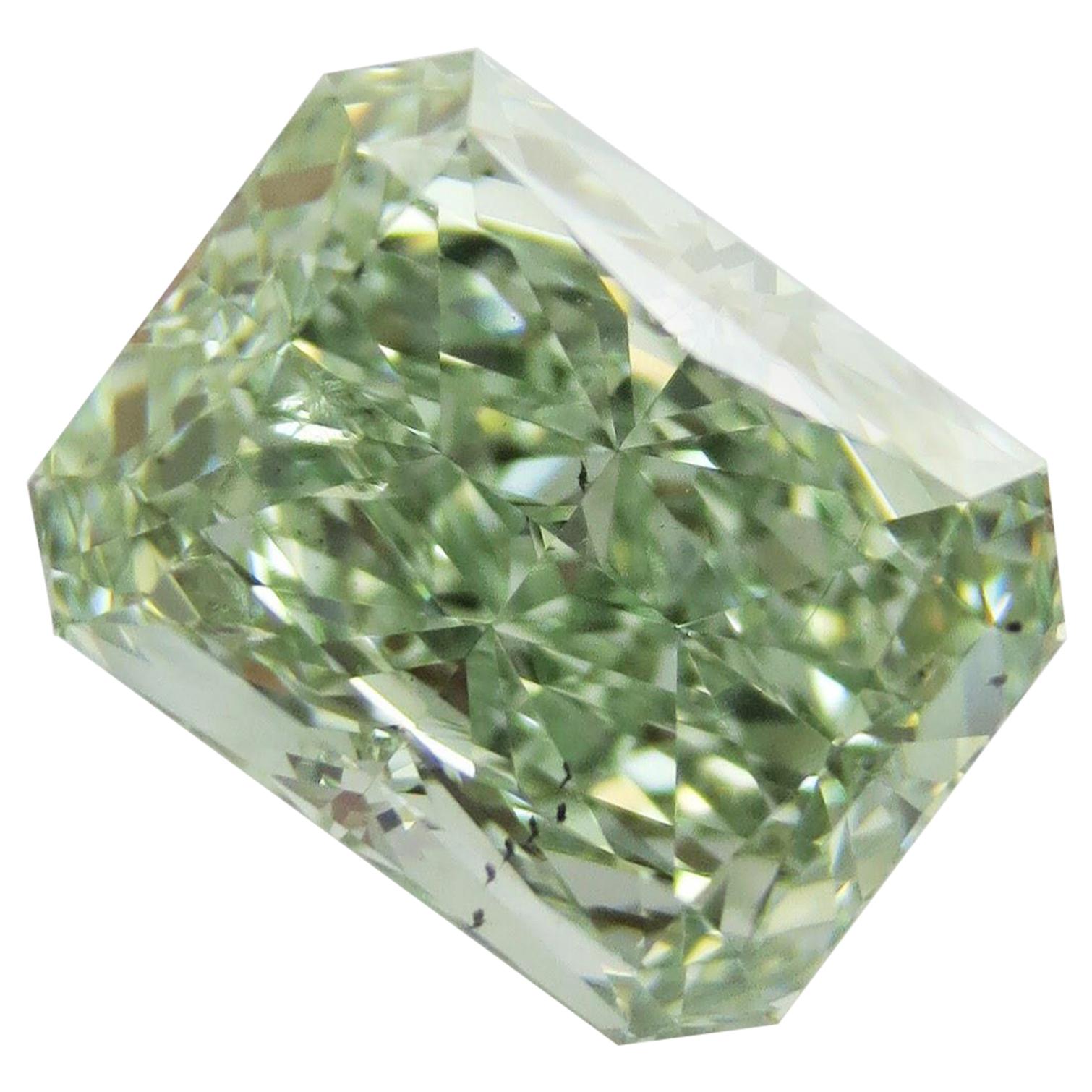 Emilio Jewelry GIA Certified 3.00 Carat Fancy Intense Yellowish Green Diamond For Sale