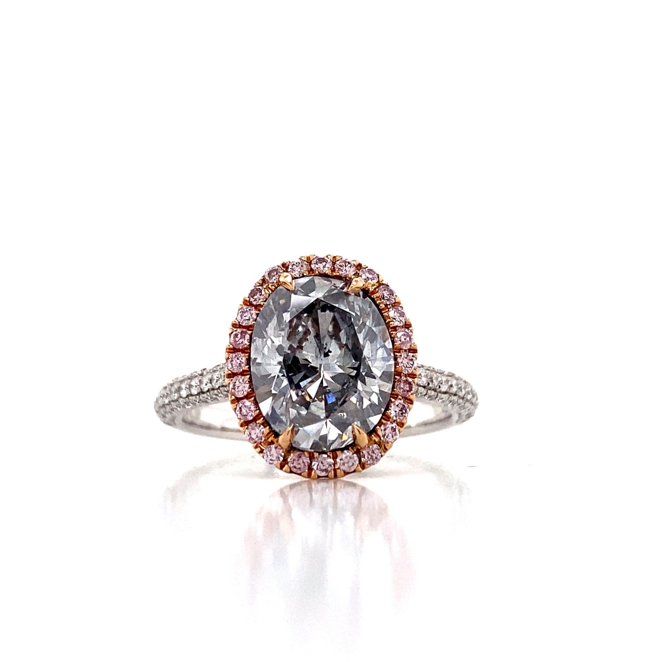 Oval Cut Emilio Jewelry GIA Certified 3.00 Carat Fancy Light Blue Diamond Ring