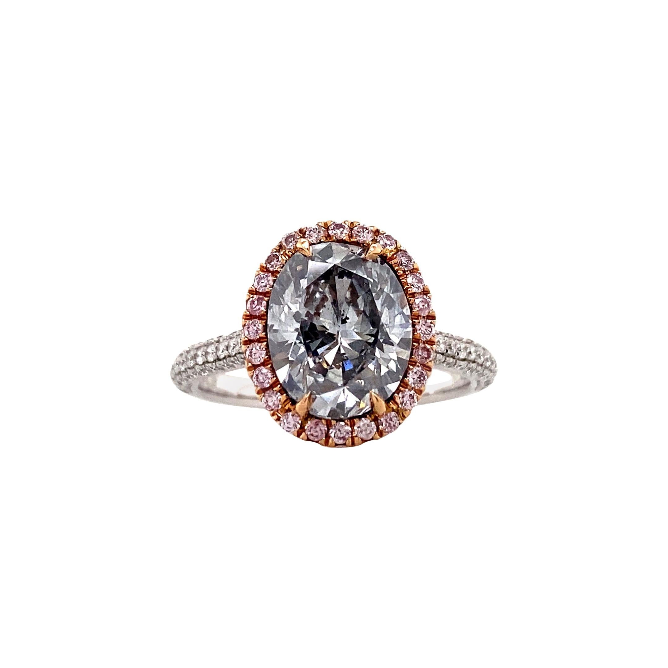Emilio Jewelry GIA Certified 3.00 Carat Fancy Light Blue Diamond Ring