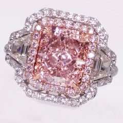 Emilio Jewelry GIA Certified 3.00 Carat Fancy Light Brown Pink Diamond Ring