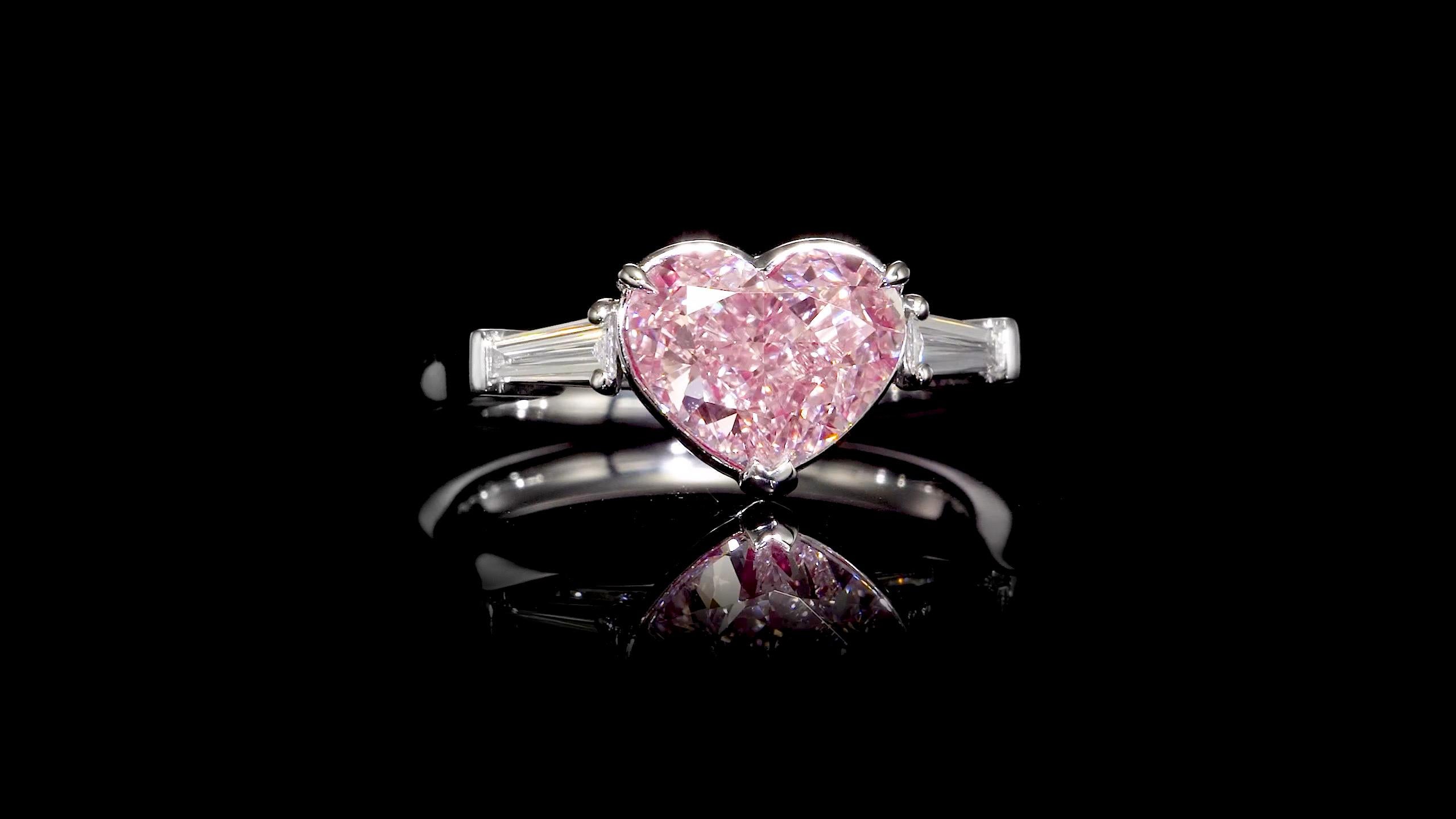 Heart Cut Emilio Jewelry Gia Certified 3.00 Carat Fancy Light Pink Diamond Ring For Sale